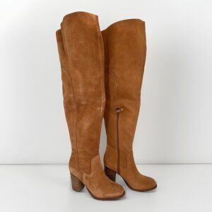 Kelsi Dagger Chestnut Logan Over the Knee Suede Boots Size 8 3.5" Heel Side Zip